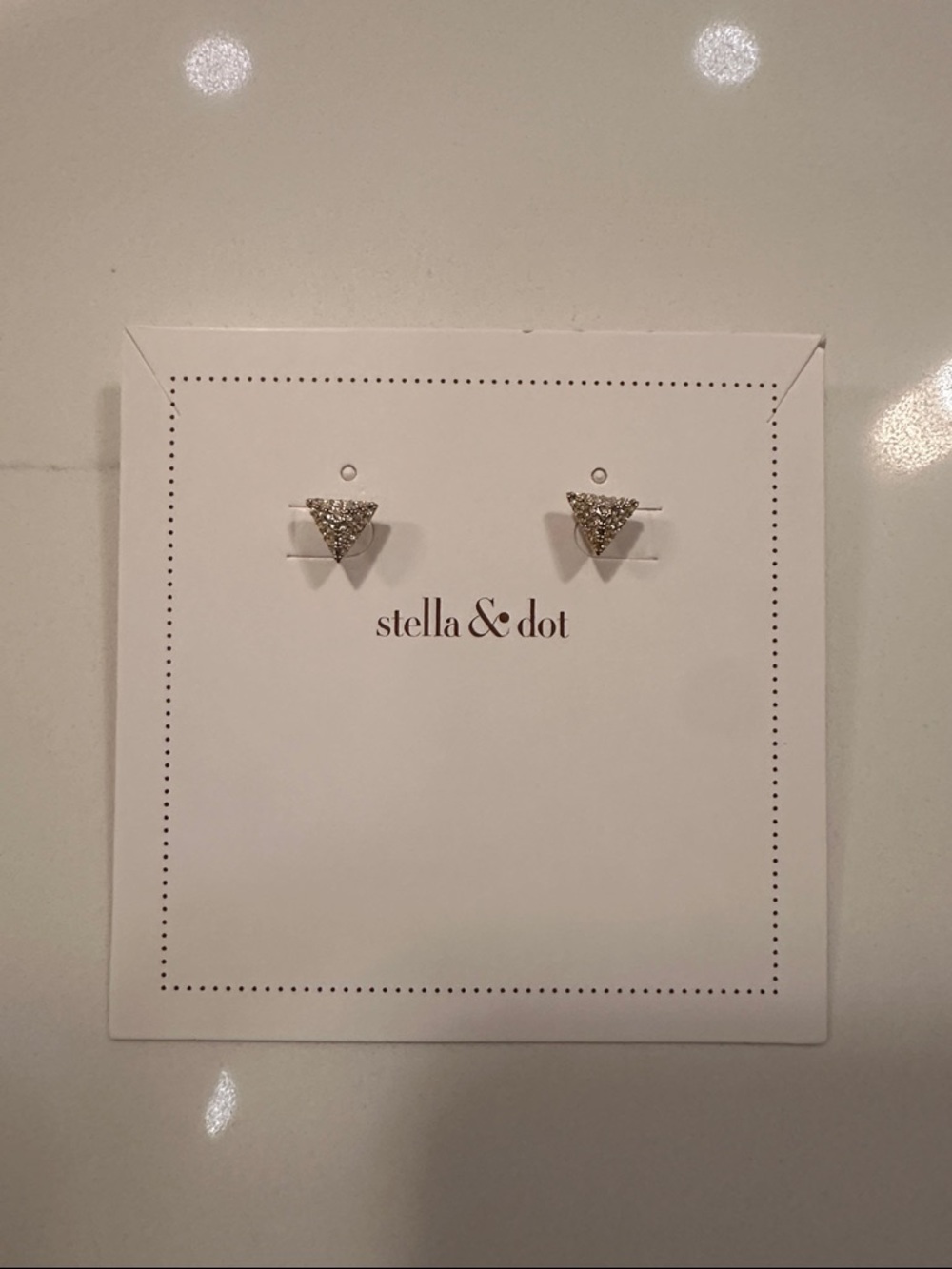 Stella & Dot Silver Pavé Triangle Stud Earrings
